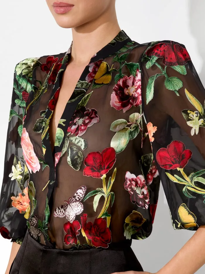 Tops Women Alice Olivia Sheila Blouse In The Wind Floral