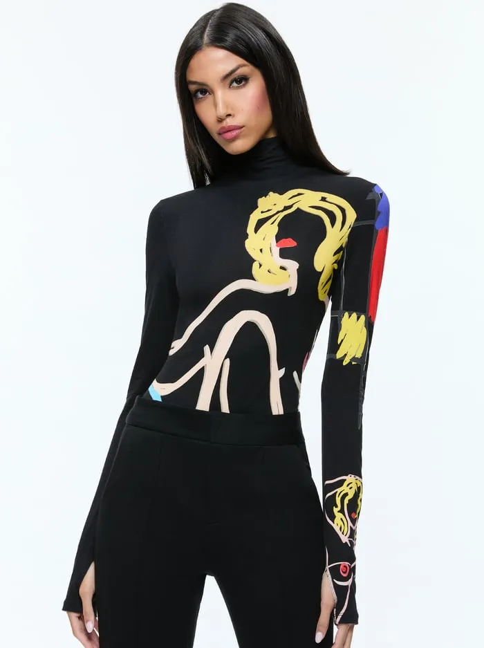 Tops Women Alice Olivia Tom Wesselmann Delaina Long Sleeve Turtleneck Top Natural Beauty
