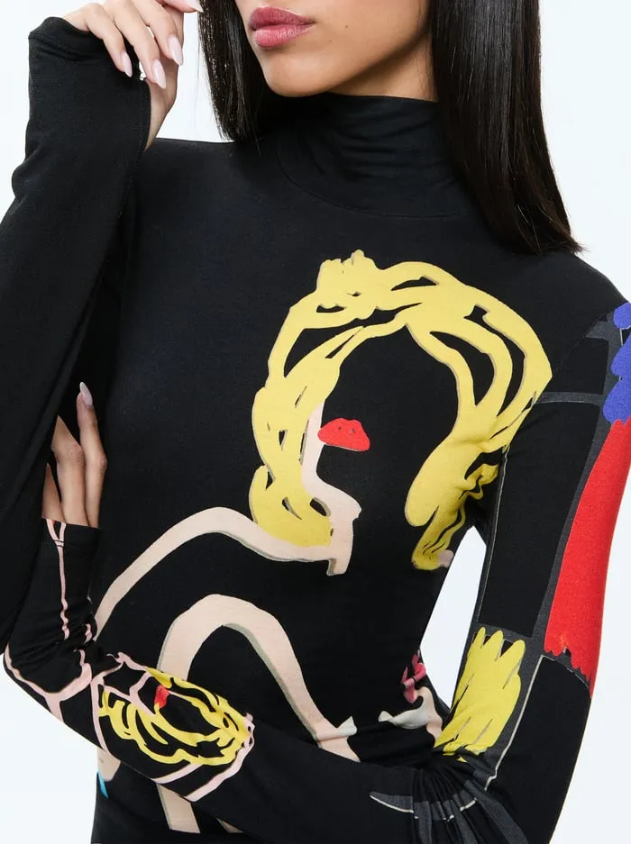 Tops Women Alice Olivia Tom Wesselmann Delaina Long Sleeve Turtleneck Top Natural Beauty