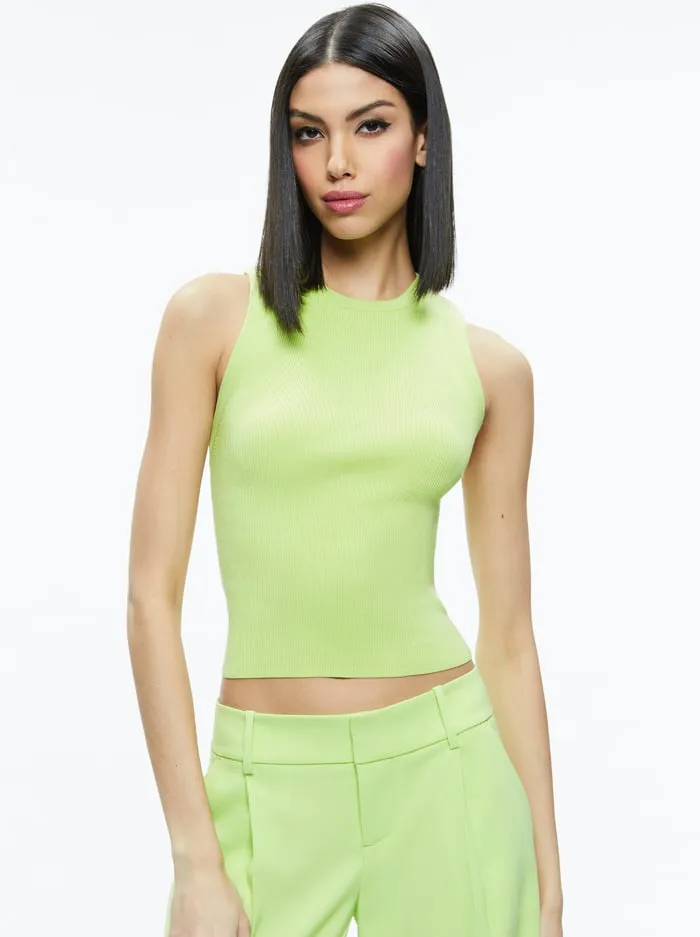 Tops Women Alice Olivia Tonita Ribbed Tank Sharp Green