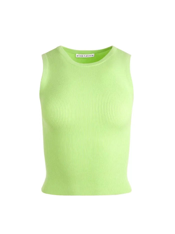 Tops Women Alice Olivia Tonita Ribbed Tank Sharp Green