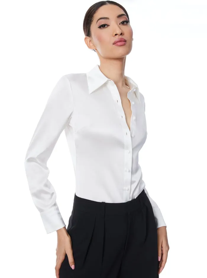 Tops Women Alice Olivia Willa Fitted Top White