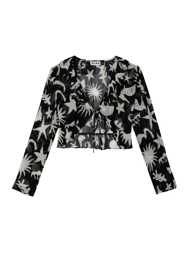 Tops Women RIXO Neelu Sequin Ocean Black Tops Women RIXO Neelu Sequin Ocean Black