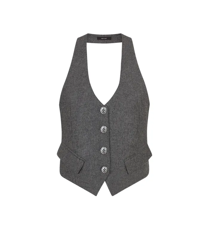 Tops Women TOM FORD CASHMERE FLANNEL OPEN BACK WAISTCOAT Dark Grey Melange
