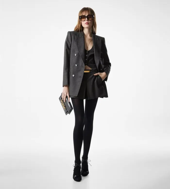 Tops Women TOM FORD CASHMERE FLANNEL OPEN BACK WAISTCOAT Dark Grey Melange Tops Women TOM FORD CASHMERE FLANNEL OPEN BACK WAISTCOAT Dark Grey Melange