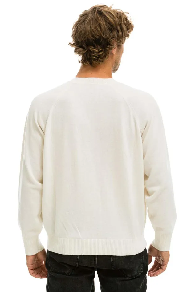UNISEX BOLT CASHMERE LIGHT SWEATER 8211 VINTAGE WHITE BLACK BOLT Men Aviator Nation Sweatshirts