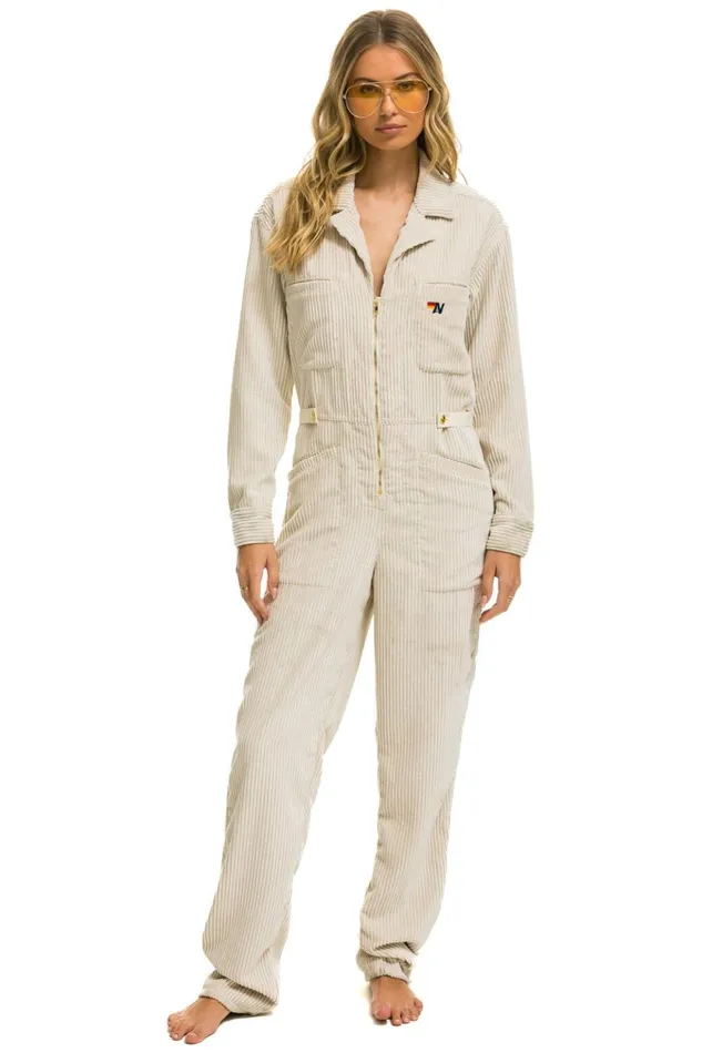 UNISEX CORDUROY FLIGHT SUIT 8211 VINTAGE WHITE Men Aviator Nation Flight Suits