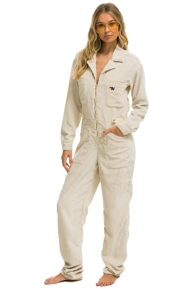 UNISEX CORDUROY FLIGHT SUIT 8211 VINTAGE WHITE Men Aviator Nation Flight Suits