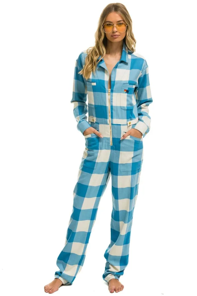 UNISEX PLAID FLIGHT SUIT 8211 SKY PLAID Men Aviator Nation Flight Suits