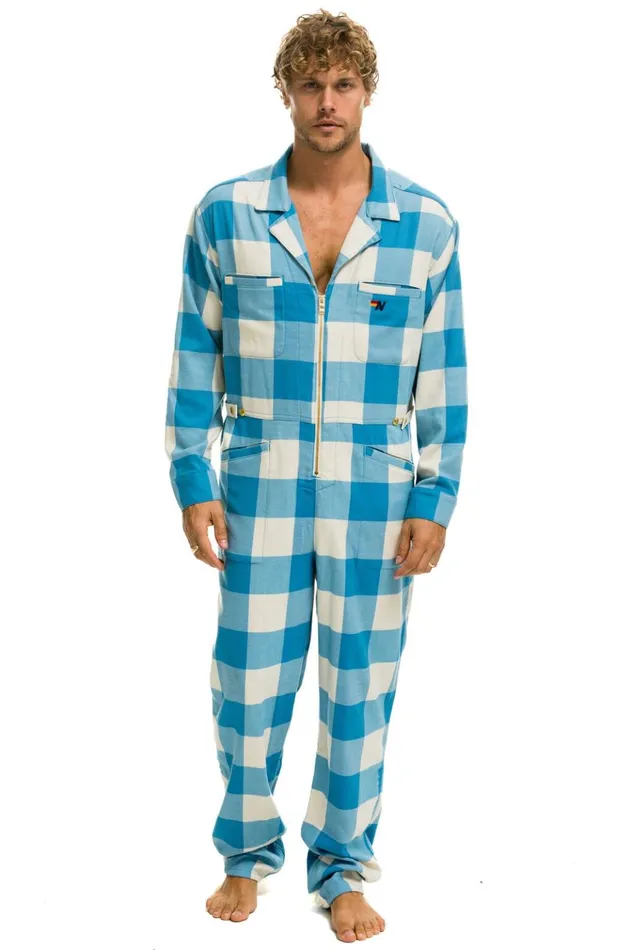 UNISEX PLAID FLIGHT SUIT 8211 SKY PLAID Men Aviator Nation Flight Suits