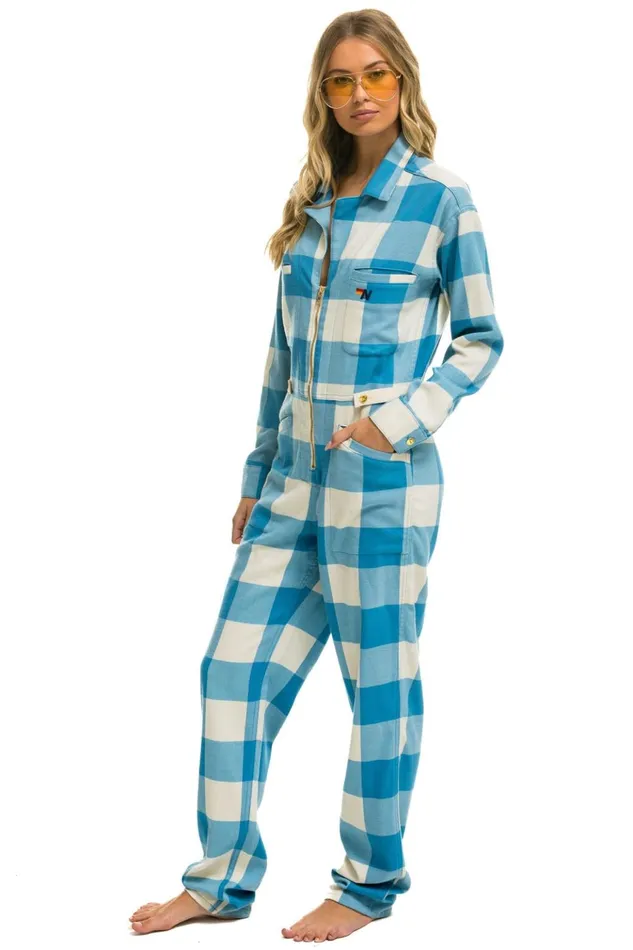 UNISEX PLAID FLIGHT SUIT 8211 SKY PLAID Men Aviator Nation Flight Suits