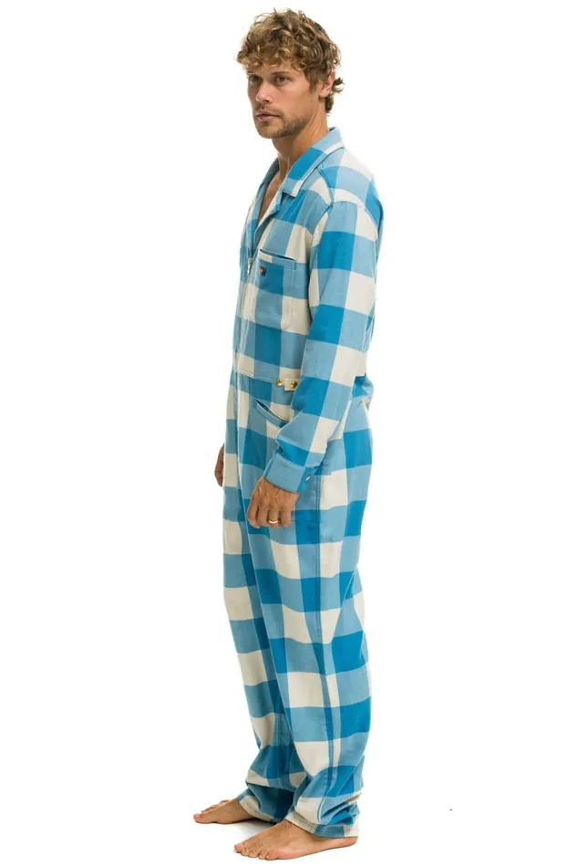 UNISEX PLAID FLIGHT SUIT 8211 SKY PLAID Men Aviator Nation Flight Suits