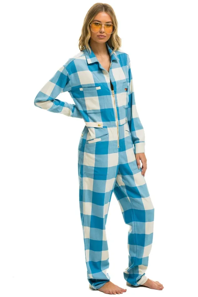 UNISEX PLAID FLIGHT SUIT 8211 SKY PLAID Men Aviator Nation Flight Suits