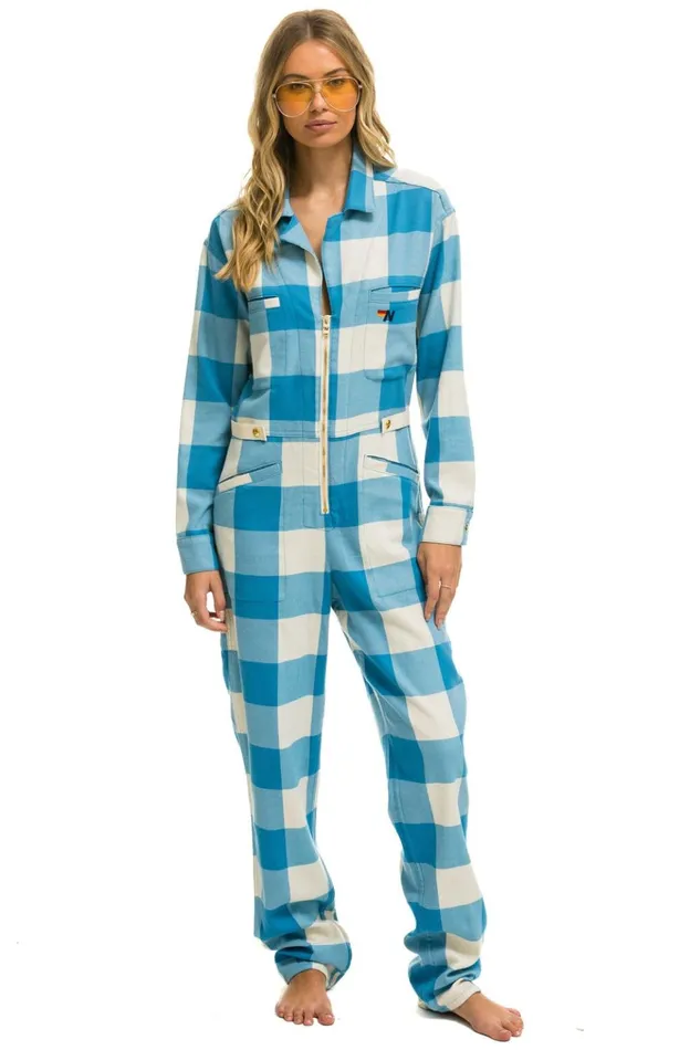 UNISEX PLAID FLIGHT SUIT 8211 SKY PLAID Men Aviator Nation Flight Suits
