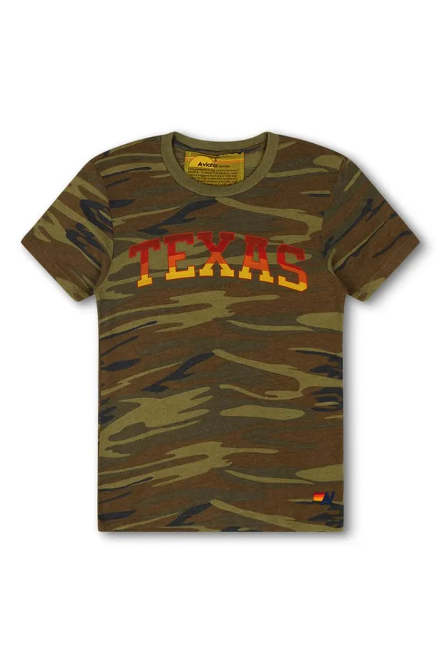 UNIVERSITY OF TEXAS CREW TEE SHIRT 8211 CAMO Men Aviator Nation Tees