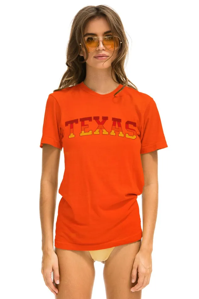 UNIVERSITY OF TEXAS CREW TEE SHIRT 8211 ORANGE Women Aviator Nation Tees