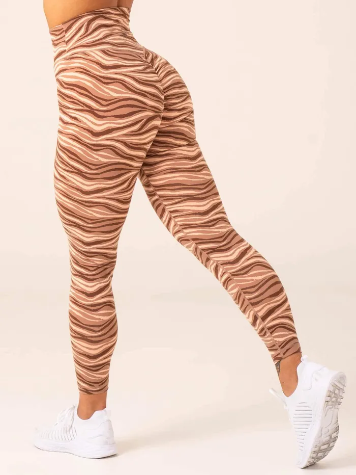 Unstoppable High Waisted Scrunch Leggings 8211 Mocha Zebra Women Ryderwear Leggings