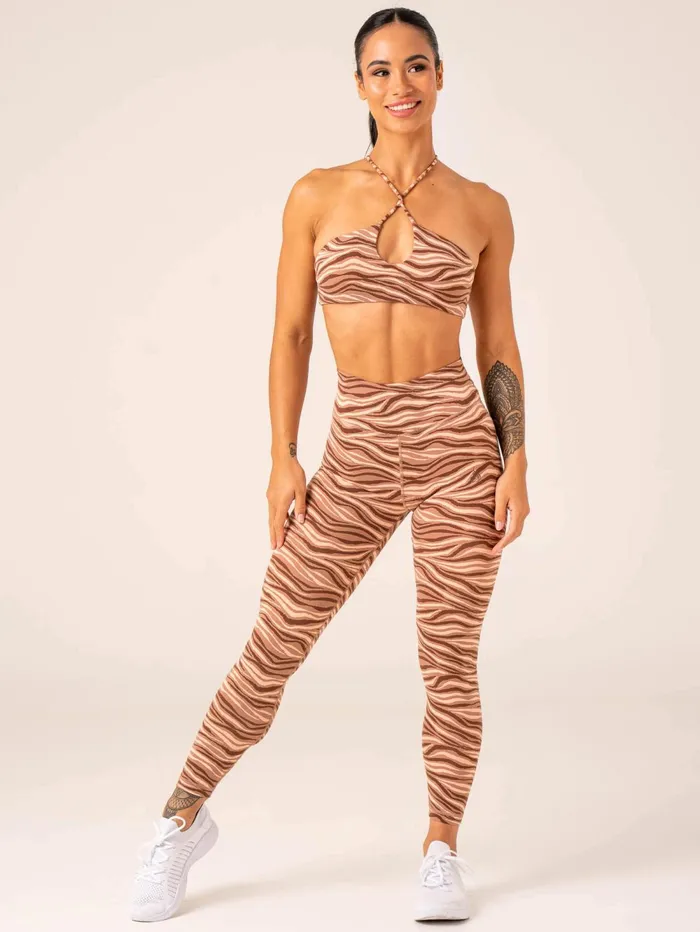 Unstoppable High Waisted Scrunch Leggings 8211 Mocha Zebra Women Ryderwear Leggings