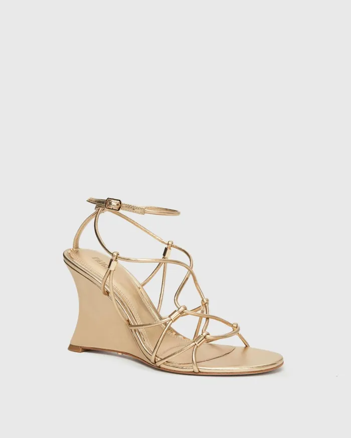 Varya Wedge 8211 Dark Gold Leather Women PAIGE Heels and Wedges Varya Wedge 8211 Dark Gold Leather Women PAIGE Heels and Wedges