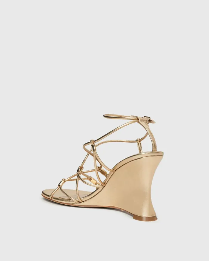Varya Wedge 8211 Dark Gold Leather Women PAIGE Heels and Wedges Varya Wedge 8211 Dark Gold Leather Women PAIGE Heels and Wedges