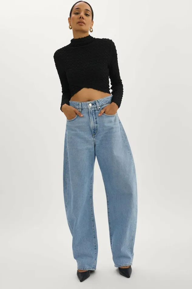 Velma Crossover Long Sleeve Top Black Women Lamarque TOPS