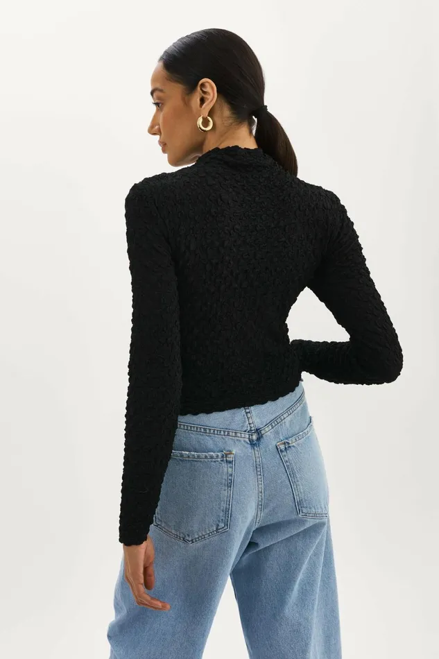 Velma Crossover Long Sleeve Top Black Women Lamarque TOPS