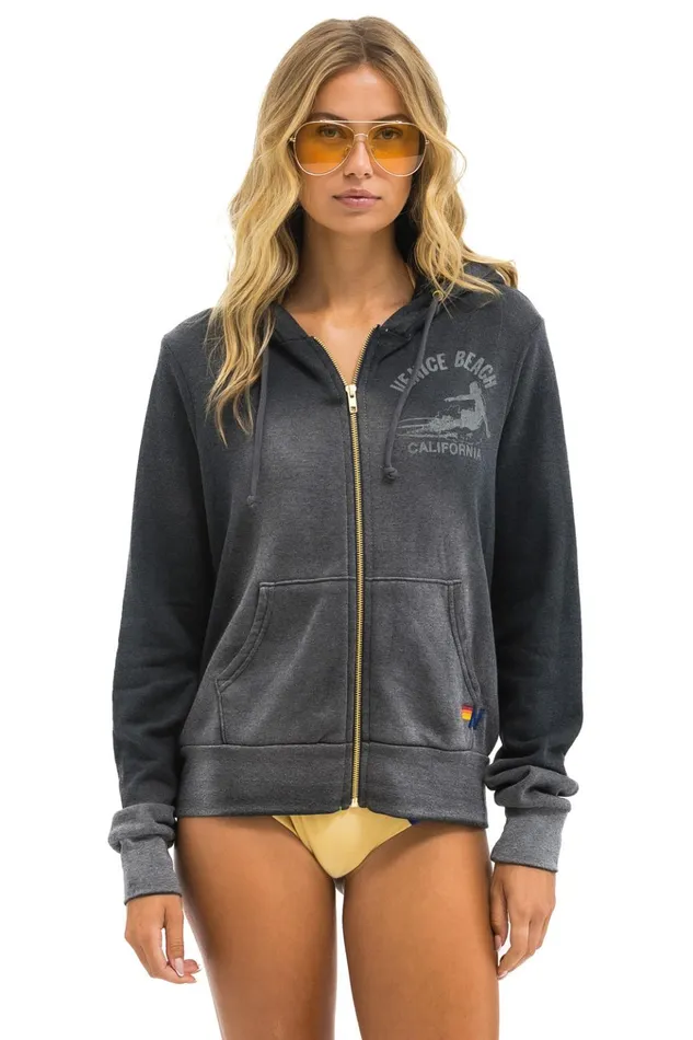 VENICE SURFER ZIP HOODIE 8211 FADED SMOKE Women Aviator Nation Hoodies