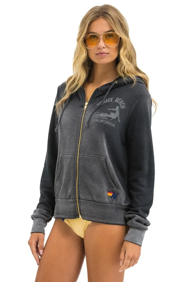 VENICE SURFER ZIP HOODIE 8211 FADED SMOKE Women Aviator Nation Hoodies