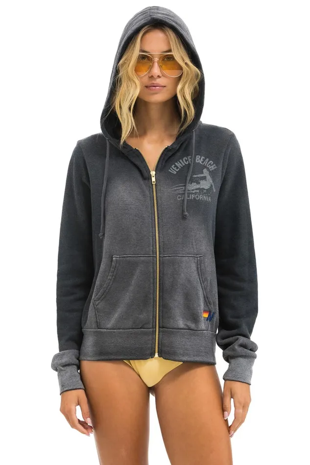 VENICE SURFER ZIP HOODIE 8211 FADED SMOKE Women Aviator Nation Hoodies