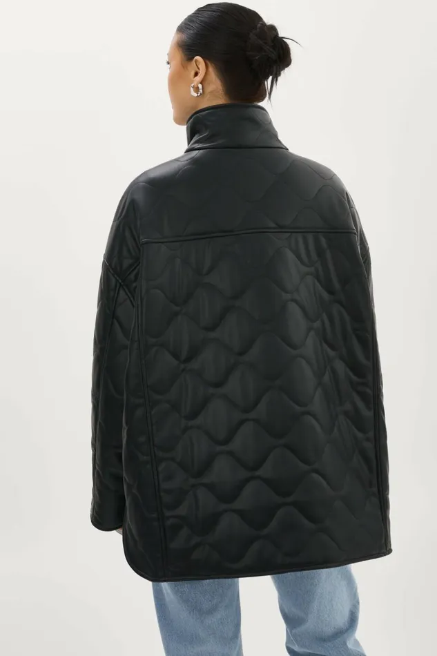 Verina Faux Leather Quilted Coat Black Women Lamarque LEATHER JACKETS