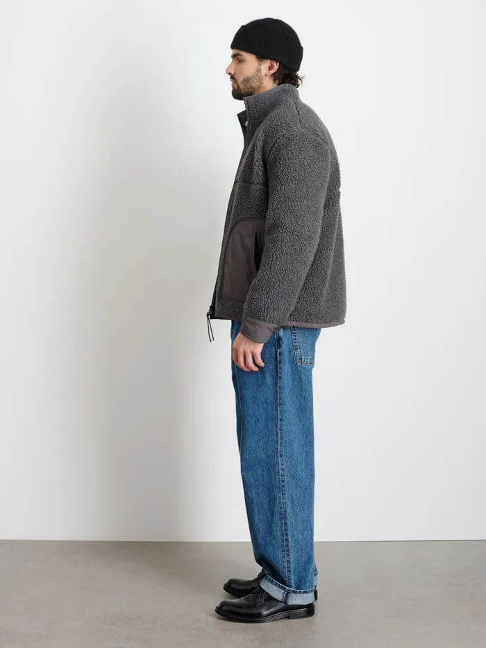 Vinny Sherpa Jacket Charcoal Men Alex Mill Jackets Coats