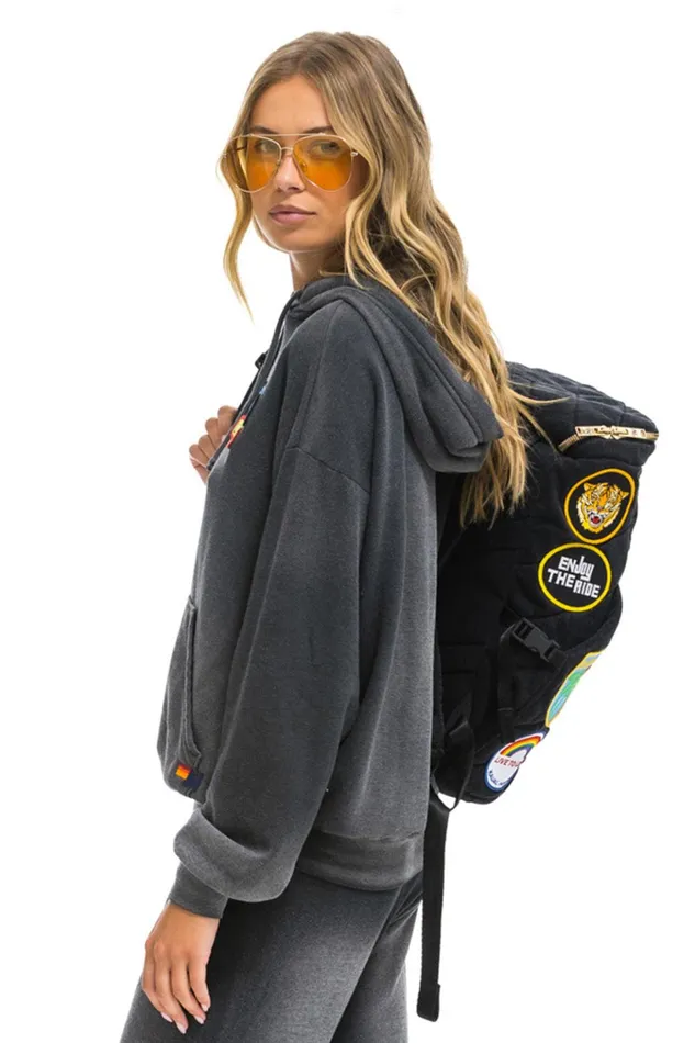 VINTAGE PATCH DENIM PUFFER BACKPACK 8211 VINTAGE BLACK WomenMen Aviator Nation Backpacks