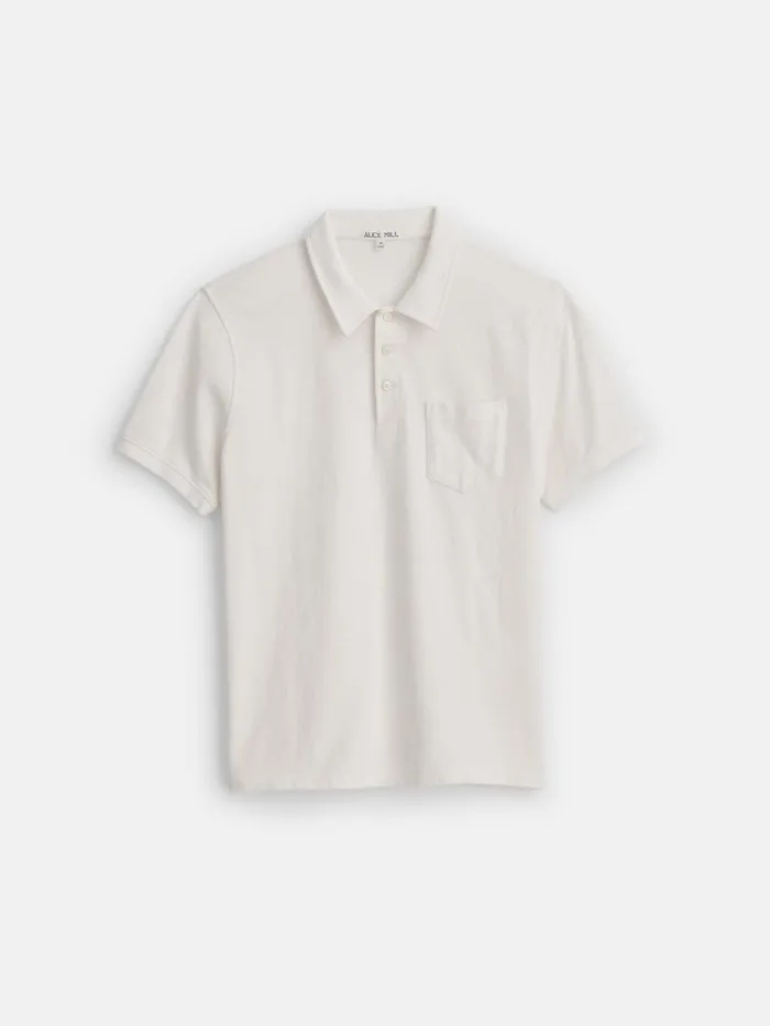 Vintage Wash Polo Off White Men Alex Mill Tees Polos