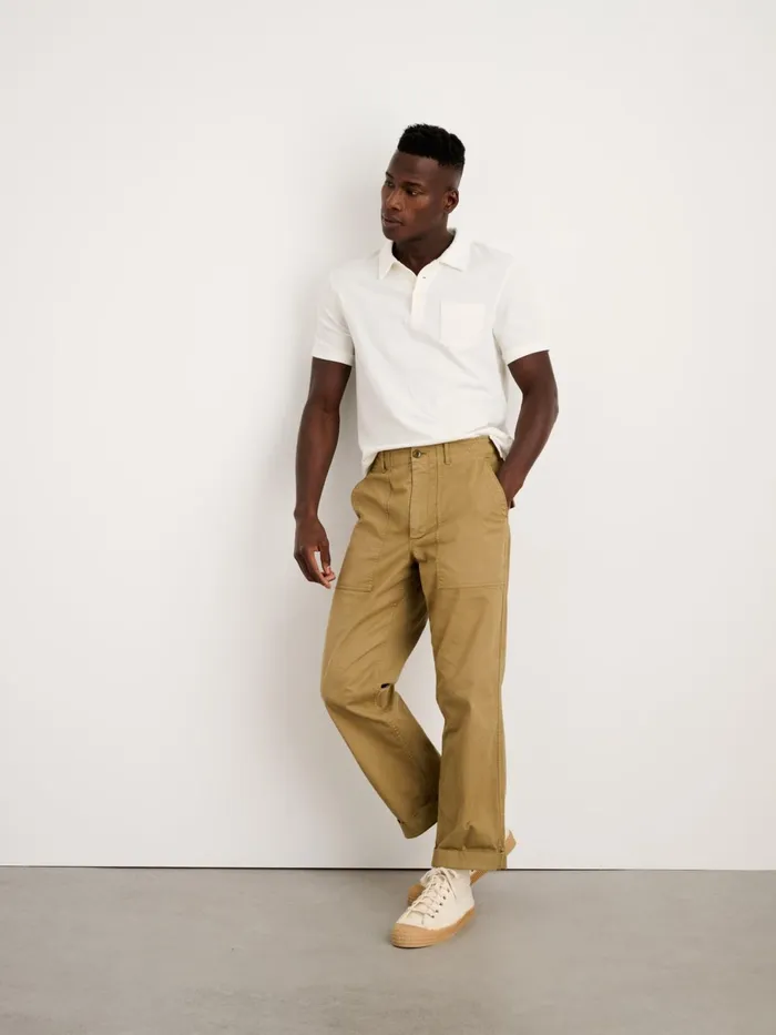Vintage Wash Polo Off White Men Alex Mill Tees Polos