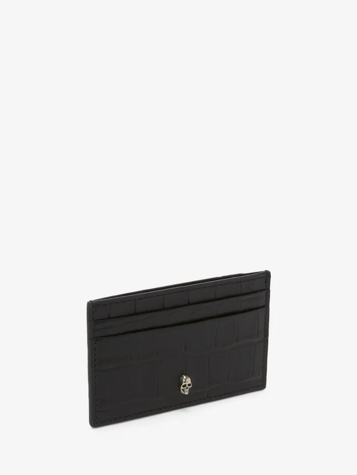Wallets And Cardholders Men Alexander McQueen Embossed Croc Card Holder Black Wallets And Cardholders Men Alexander McQueen Embossed Croc Card Holder Black