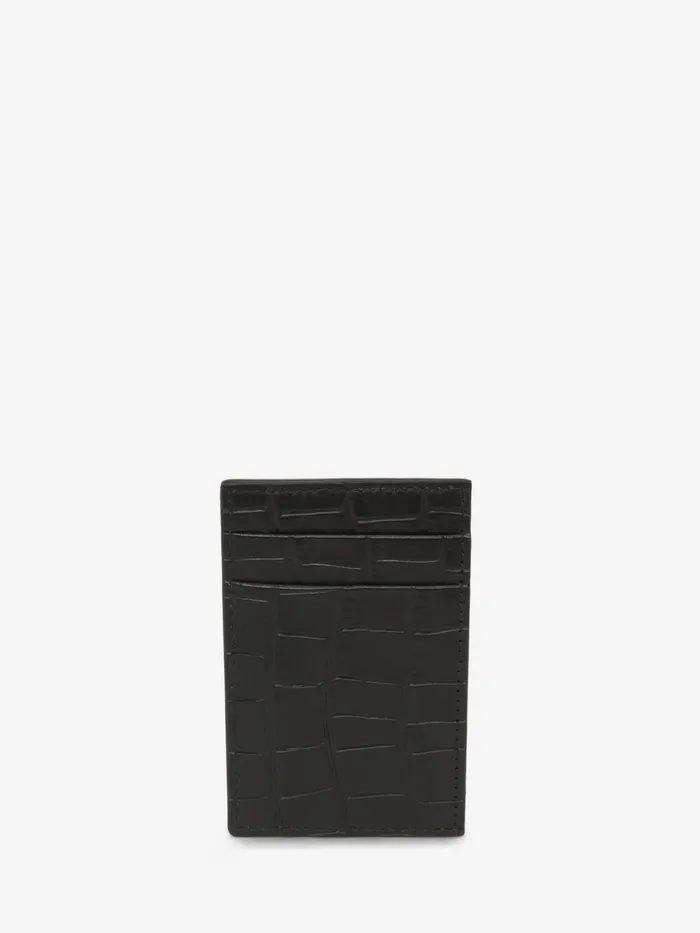 Wallets And Cardholders Men Alexander McQueen Embossed Croc Card Holder Black Wallets And Cardholders Men Alexander McQueen Embossed Croc Card Holder Black
