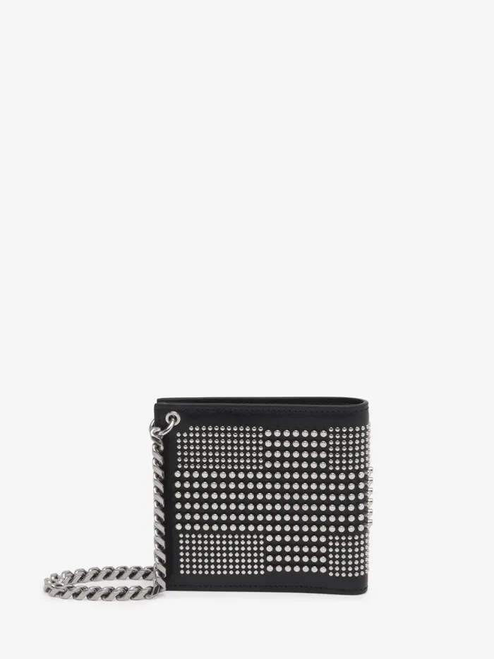 Wallets And Cardholders Men Alexander McQueen Studded Billfold Wallet With Chain Black Wallets And Cardholders Men Alexander McQueen Studded Billfold Wallet With Chain Black