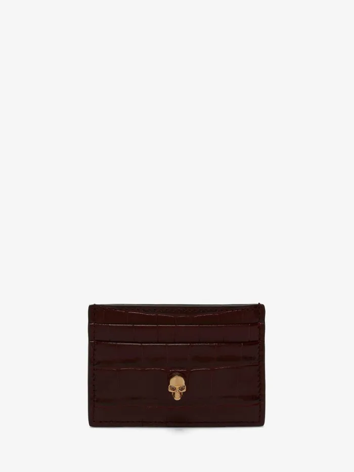 Wallets And Cardholders Women Alexander McQueen Skull Card Holder Burgundy