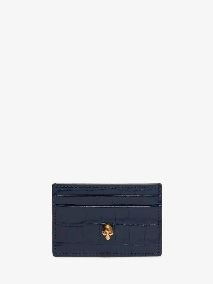 Wallets And Cardholders Women Alexander McQueen Skull Card Holder Navy