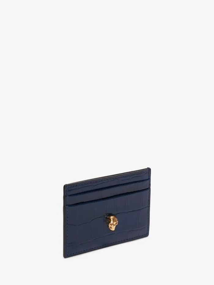 Wallets And Cardholders Women Alexander McQueen Skull Card Holder Navy