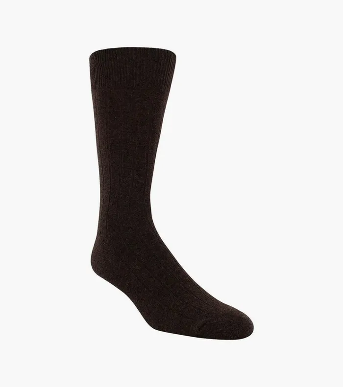 Wide Rib Crew Dress Socks Chocolate Men Florsheim Socks