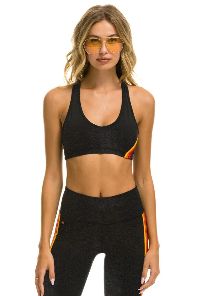 WO5 STRIPE SPORTS BRA 8211 CHARCOAL Women Aviator Nation Sports Bras