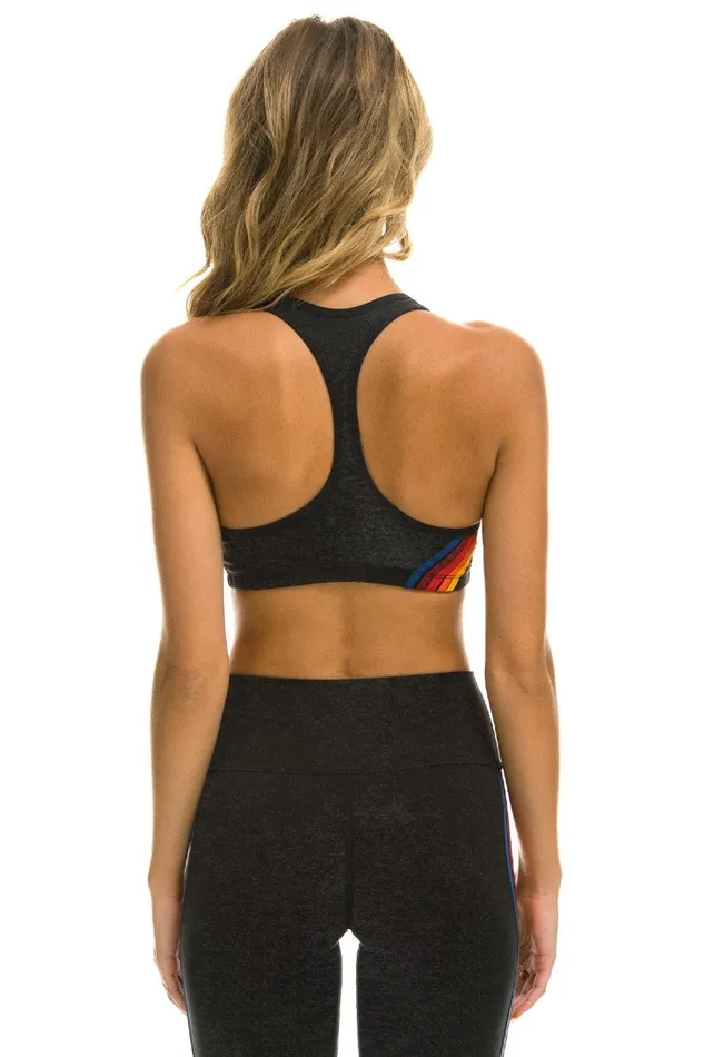 WO5 STRIPE SPORTS BRA 8211 CHARCOAL Women Aviator Nation Sports Bras