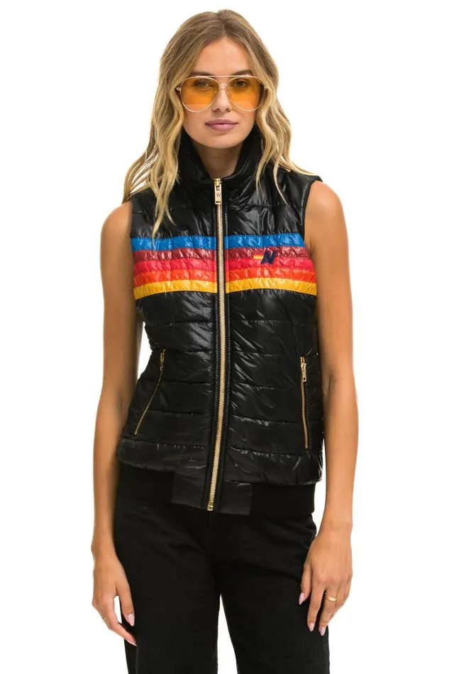WO5 STRIPE VEST 8211 GLOSSY BLACK Women Aviator Nation Vests