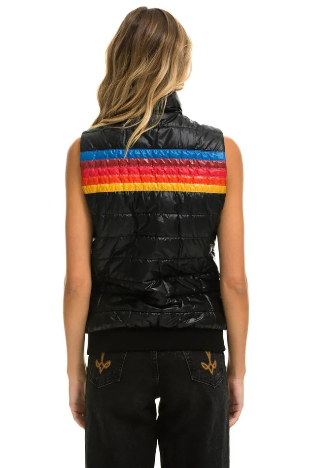 WO5 STRIPE VEST 8211 GLOSSY BLACK Women Aviator Nation Vests
