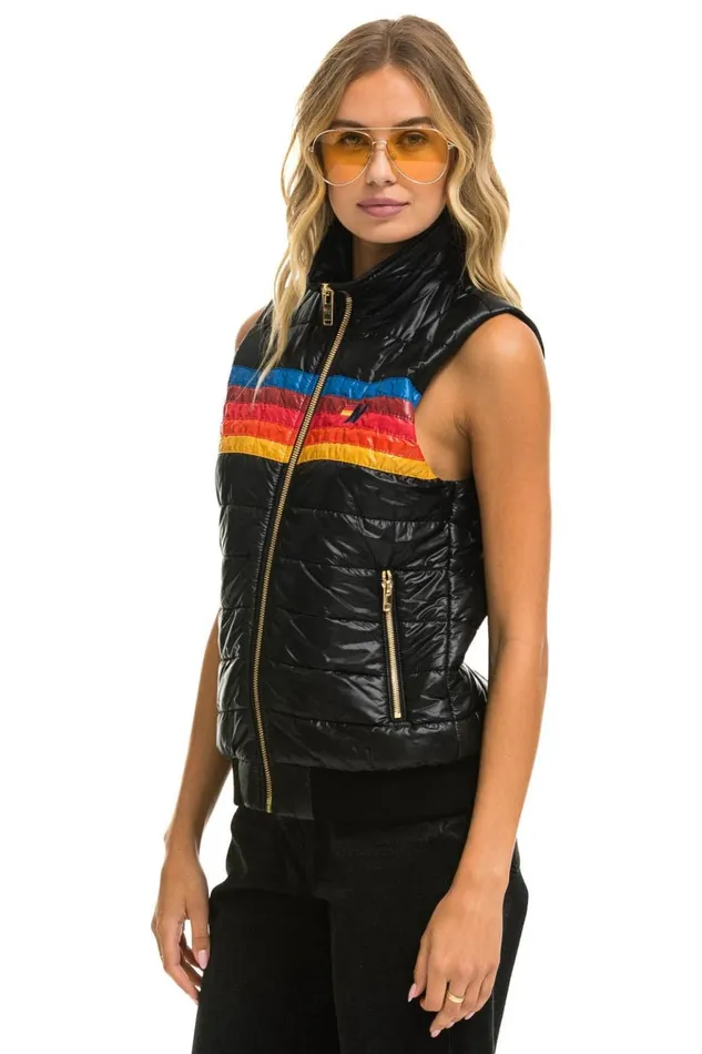 WO5 STRIPE VEST 8211 GLOSSY BLACK Women Aviator Nation Vests