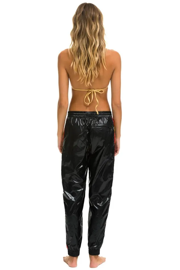 WO5 STRIPE WIND PANT BLACK GLOSSY Women Aviator Nation Sweatpants