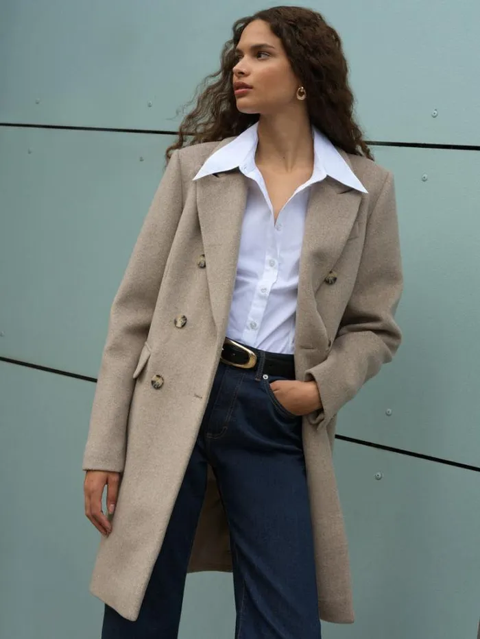 Woman French Connection Coats and Jackets Adele Felt Coat Beige