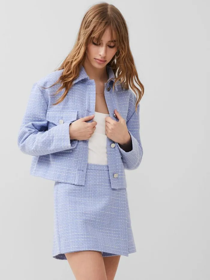 Woman French Connection Coats and Jackets Effie Boucle Jacket Bluebellclassic Cre