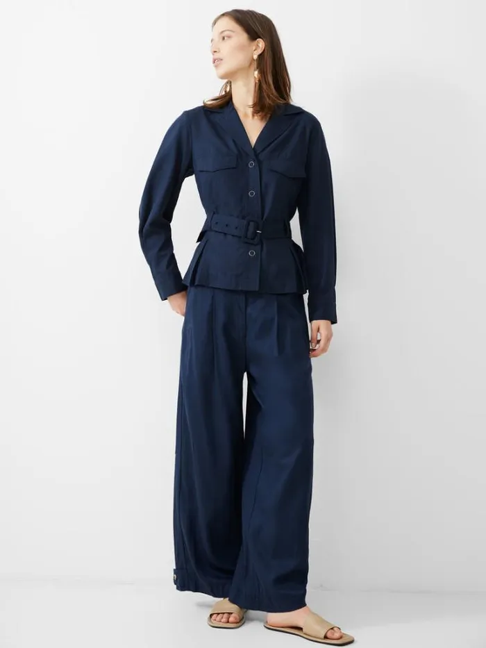 Woman French Connection Coats and Jackets Elkie Twill Belted Jacket Marine